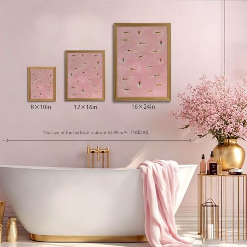 Framed Pink Swimming Pool Wall Art Summer Swimmer Canvas Print Decor - Image 4
