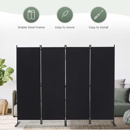 RANTILA 4 Panel Room Divider, 6 FT Folding Privacy Screen - Image 7