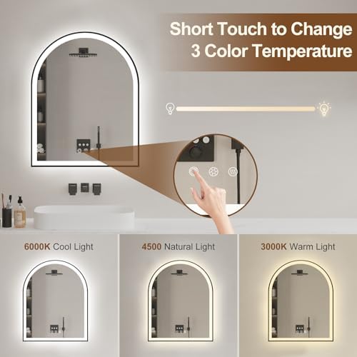 24"x30" Arched LED Lighted Bathroom Mirror - Image 3