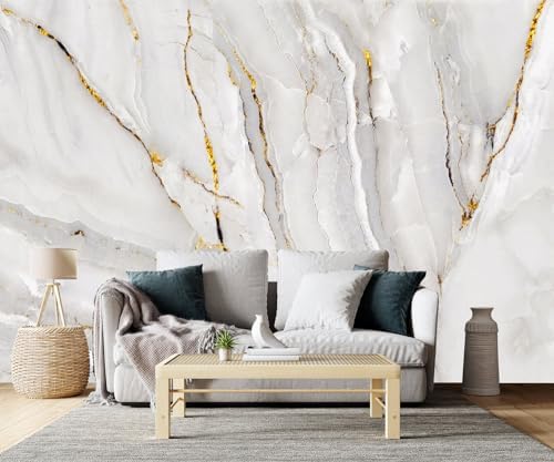 YQWDMX -Gold Marble Fabric Wallpaper Abstract Texture Mural Living Room 140" x - Image 2