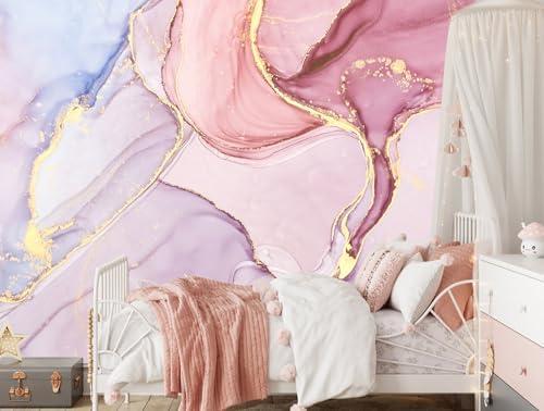 Pink Marble Wallpaper Mural Peel and Stick 157"x108" by TUNDJ