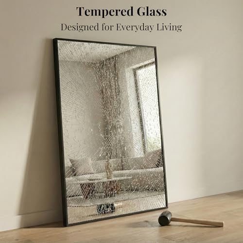 48"x30" Matte Black Large Framed Bathroom Vanity Wall Mirror - Image 6