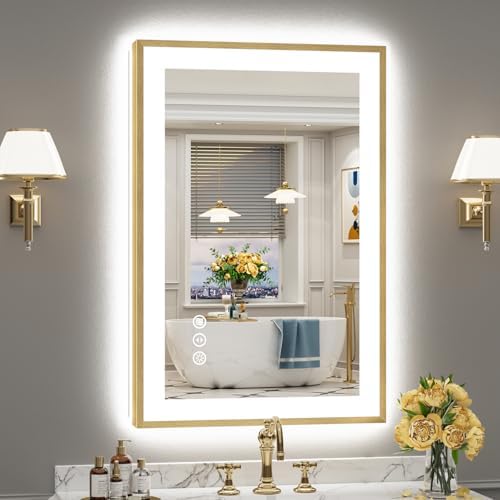 24x36 Gold LED Bathroom Mirror by Awandee