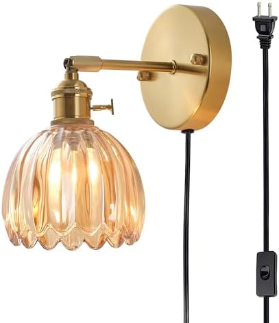 Plug in and Hardwired Wall Sconces, Luxury Vintage Tulip Crystal Glass Shade by Unknown