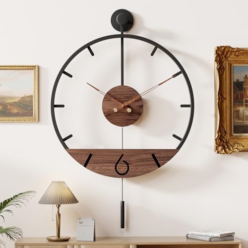 Pytha Sight 30.7×20 Inch Large Modern Minimalist Walnut Pendulum Wall Clock by Pytha+Sight
