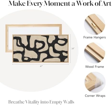 Framed Neutral Modern Abstract Horizontal Wall Art - Image 6