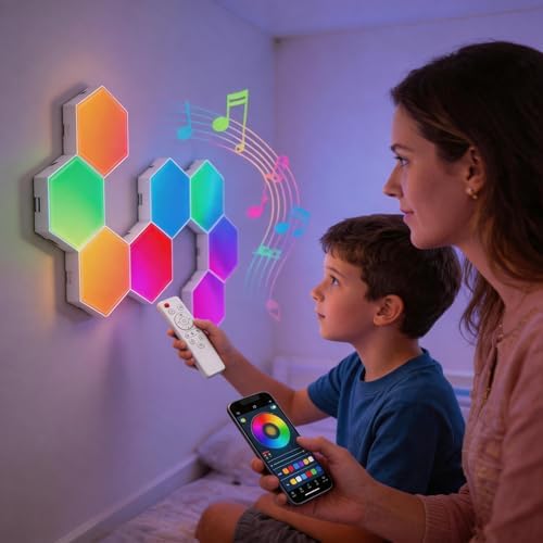 TISOFU 8 Pack Hexagon Lights LED Wall Panels, RGB Color Gaming Light Decoration - Image 5