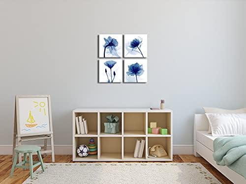 Pyradecor Blue Flickering Flower Abstract Paintings Canvas Wall Art Grace - Image 3