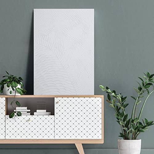 Zessonic White Geometry Abstract 3D Textured Hand-painted Wall Art - Image 5
