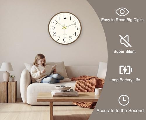 2 Pack 14 Inch Wall Clock, Silent Analog Clock Battery Operated - Image 2