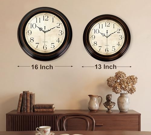13 Inch Vintage Wall Clock, Silent Analog Clock Battery Operated - Image 6