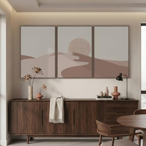 Large Framed Neutral Abstract Desert Wall Art - Image 4