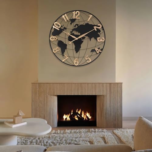 Pytha Sight 30 Inch Large Extra Giant Oversized Arabic World Map Wall Clock - Image 6