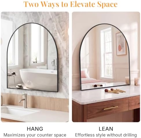 Sweetcrispy 30"x38" Arched Bathroom Mirror, Bathroom Mirrors - Image 5