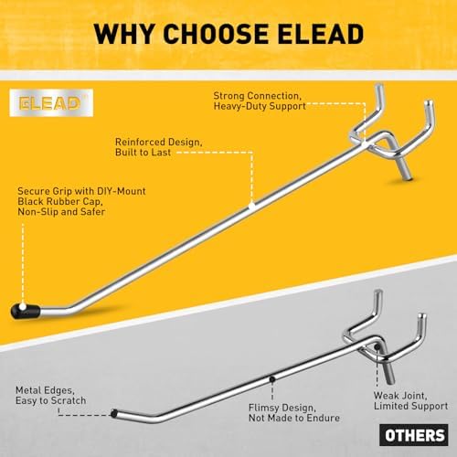 ELEAD 66-Piece 2/4/6 Inch Pegboard Hooks, Heavy Duty Peg Board Organizer - Image 3