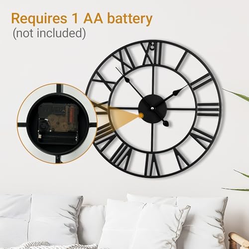 30 Inch Extra Large Wall Clock, Silent Non Ticking Roman Numeral - Image 4