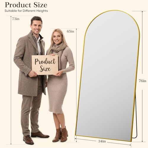 76"x34" Arched Full Length Mirror, Full Body Floor Mirror - Image 2