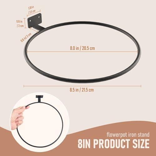 Wall Plant Holder Bulk 8in 6Pack Metal Ring Plant Hanger Black - Image 2