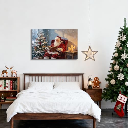AVANT GARDE CANVAS Christmas Canvas Wall Art, Santa Claus Reading Book Poster - Image 4