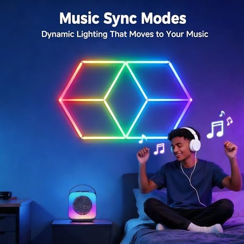 RGB Hexagon Lights with App & Remote Control- 4 Music Sync & 358+ Colors LED - Image 3