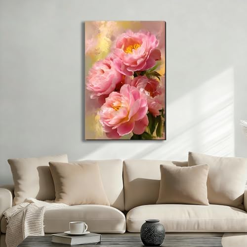 ZERILYN Ship Next Day Pink Peony Wall Art Canvas Prints Floral Pictures Canvas - Image 2