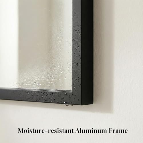 60"x30" Matte Black Wide Bathroom Wall Mirror - Image 6