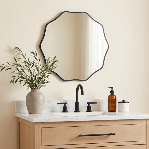 PERFNIQUE Black Scalloped Mirror, Decorative Modern Wall Decor by PERFNIQUE