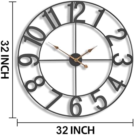 Sorbus Large Wall Clock, Metal Frame, Battery Powered - Image 3