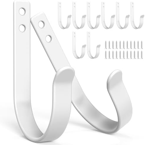 10 Pack Large White Metal Wall Hooks by Unknown