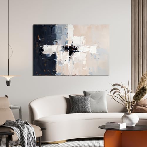 Modern Black and White Abstract Canvas Wall Art - Image 3