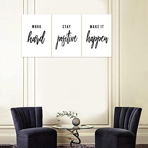 3 Piece Inspirational Wall Art, Quote "Work Stay Make It" Canvas Print - Image 2