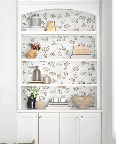 Hopepak Floral Peel and Stick Wallpaper Beige Contact Paper - Image 5