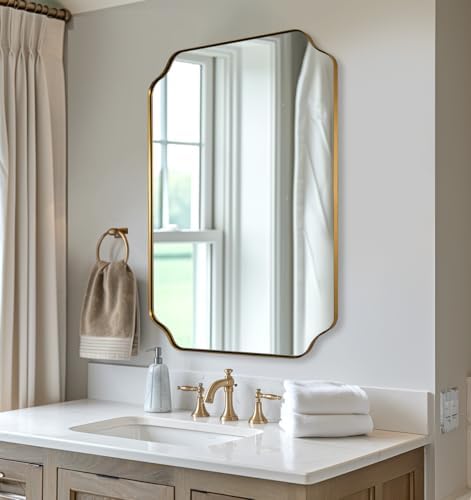 ANDY STAR Brushed Gold Scalloped Bathroom Mirror - Image 3