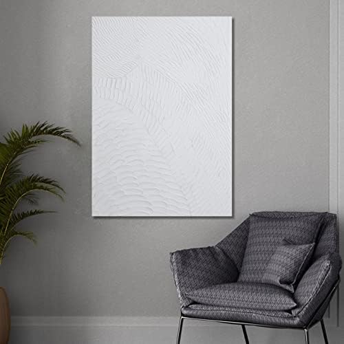 Zessonic White Geometry Abstract 3D Textured Hand-painted Wall Art - Image 3