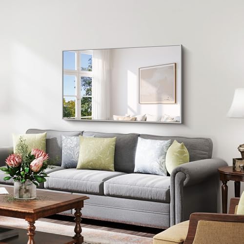YIROMAN Bathroom Mirror 50"x30", Large Brushed Silver Bathroom Mirror - Image 5