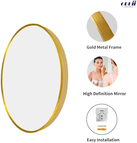 Oruii Small Round Mirror, 16 inch Gold Circle Mirror - Image 2