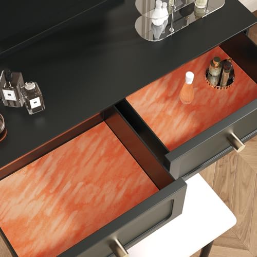 Orange Velvet Wallpaper Peel and Stick Felt Drawer Liner Roll 15.7"x118" Self - Image 3