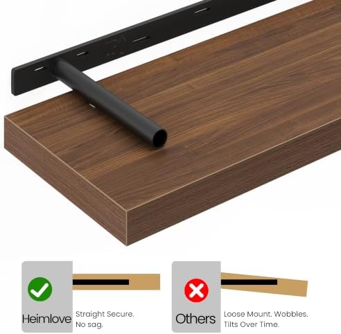 Heimlove Floating Shelves 55.1" W x 9.3" D Walnut Set of 2 - Image 3