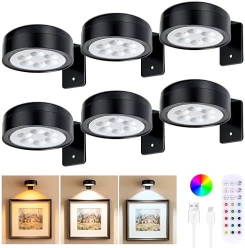 6-Pack Picture Lights for Wall, Rechargeable Wireless Poster Lights by Unknown