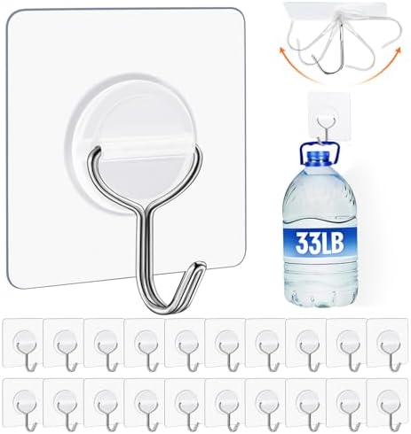 48 Pack Clear Adhesive Wall Hooks by YSJNUS