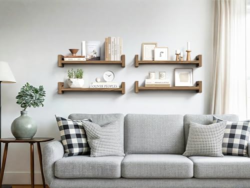 Solid Wood Floating Shelf, Rustic Walnut, 3 Pack - Image 2