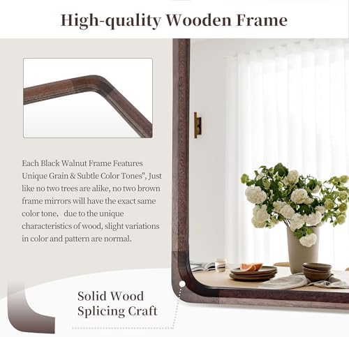 Rustic Wood Bathroom Mirror, 30 x 36 Inch Black Walnut Vintage Mirrors - Image 5