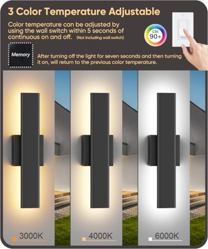 Aipsun 15.7" LED Outdoor Wall Sconce, Modern Black Exterior Wall Light - Image 4