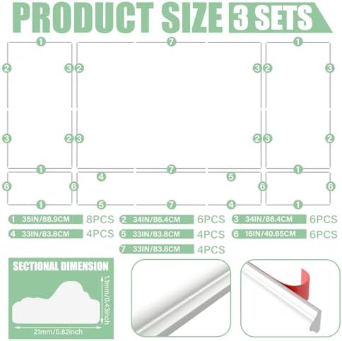 Pangda 3set Peel and Stick Wall Molding Kit 3D Premade, 35x68in+99x68in - Image 4