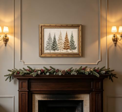 Vintage Gold Framed Christmas Tree Wall Art, 3D Textured Pine Tree Print - Image 6