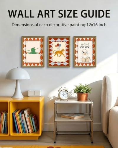 Framed Vintage Nursery Canvas Wall Art Set of 3, Frog Tiger Duck Animal Wall - Image 4