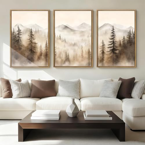 IARTTOP Large Mountain Forest Framed Canvas Wall Art 16x24 Inch Set of 3 by IARTTOP