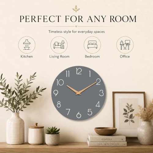 cicininc 10 Inch Battery Operated Wall Clock, Silent Analog - Image 2