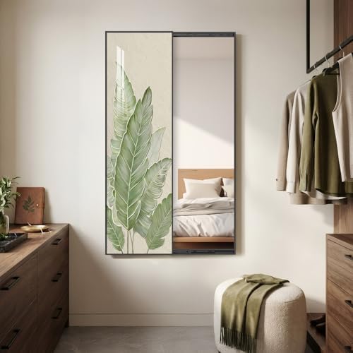 Framed Sliding Wall Mounted Green Full Length Mirror, Full Body Mirror - Image 3