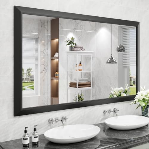 Amorho Black Bathroom Mirror, 60X36 Inch, Metal Framed by Amorho